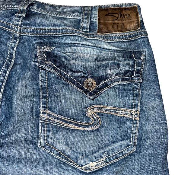 Silver GORDIE Men’s Jeans SZ 36x29 Straight Leg Relaxed Fit Dark Wash Fading - Picture 5 of 7